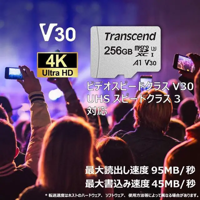 Alt view image 10 of 14 - Transcend 256GB 300S microSDXC CL10 V30 A1 Memory Card with SD Adapter