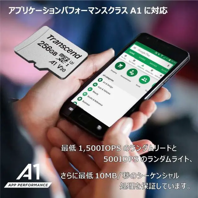 Alt view image 11 of 14 - Transcend 256GB 300S microSDXC CL10 V30 A1 Memory Card with SD Adapter