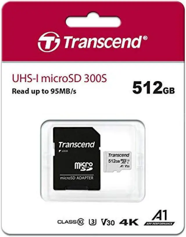 Alt view image 7 of 7 - 512GB Transcend 300S microSDXC UHS-I U3 V30 A1 CL10 Memory Card with SD Adapter 95MB/sec