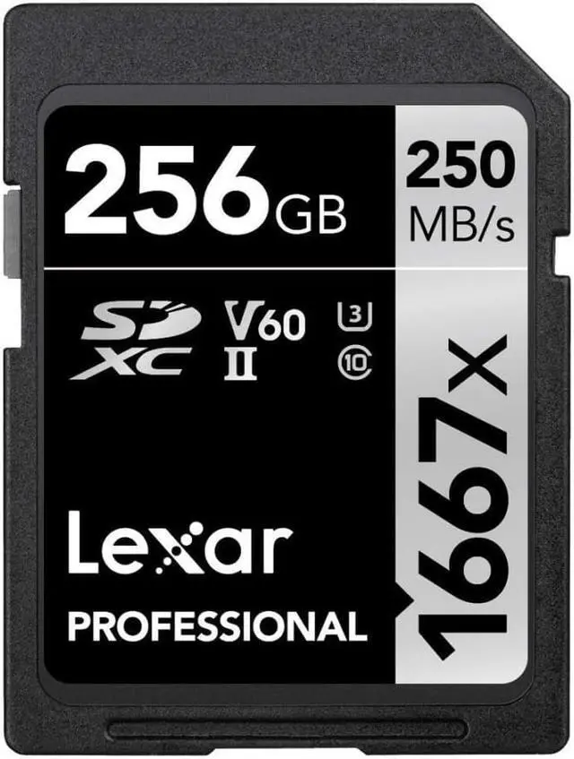 Alt view image 2 of 7 - Original Lexar 1667x V60 250MB/s Flash Memory sd cards 64gb 128GB UHS-II U3 Card high speed 256GB SDXC For 3D 4K HD video (256GB)
