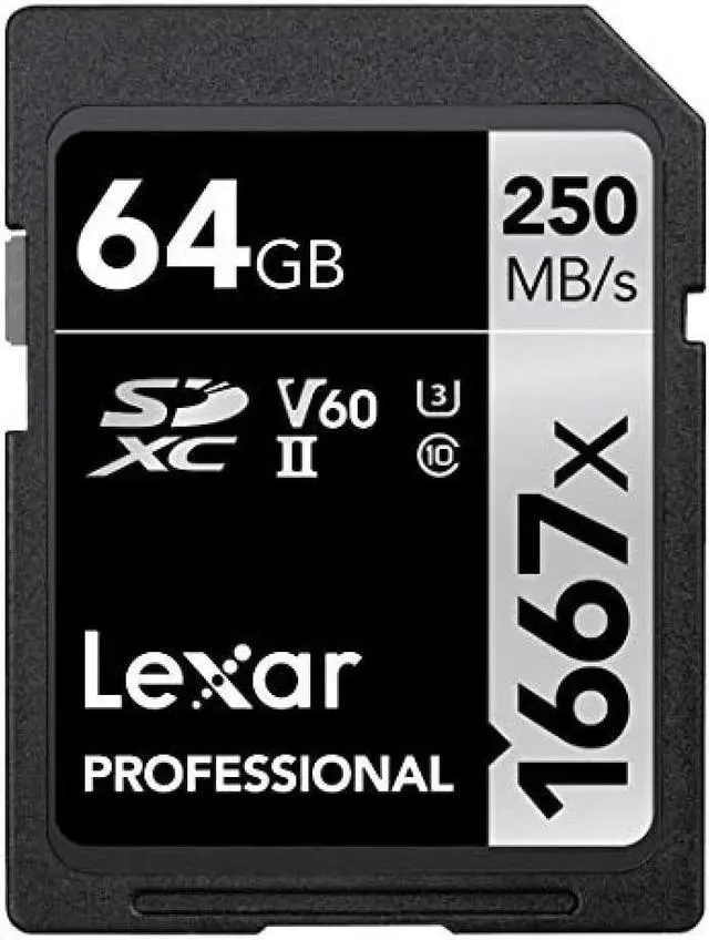 Alt view image 2 of 9 - Original Lexar 1667x V60 250MB/s Flash Memory sd cards 64gb 128GB UHS-II U3 Card high speed 256GB SDXC For 3D 4K HD video (64GB)
