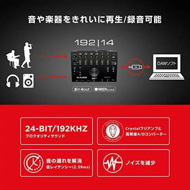 Alt view image 3 of 14 - M-Audio USB / USB-C compatible 8 in / 4 out Audio Interface / MIDI Interface: ProTools First / Ableton Live Lite / Eleven Lite/Avid Effects Collection/AIR Music Tech effects & software sound source in