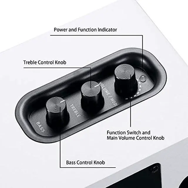 Alt view image 3 of 7 - Sanyun SW208 3" Active Bluetooth 5.0 Bookshelf Speakers - 60W carbon fiber speaker unit - Built-in 24-bit DAC - Dynamic 3D surround sound - 2.0 Computer PC Monitor Gaming Speakers (Pair, White)