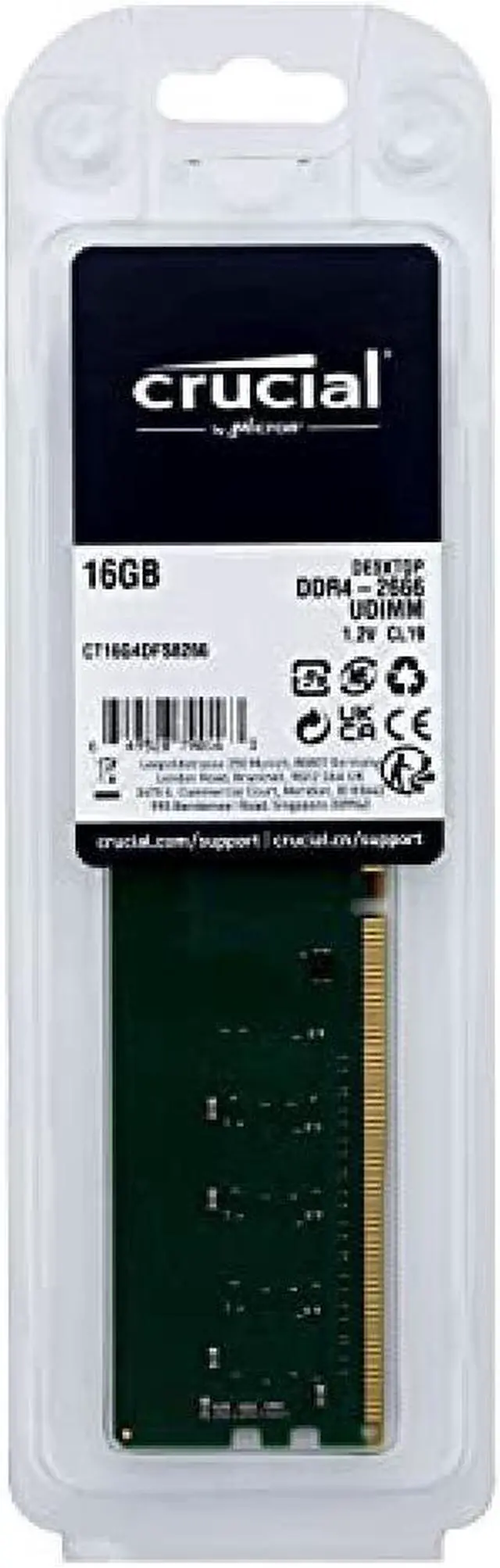 Alt view image 5 of 6 - Crucial DDR4-2666 16GB UDIMM CL19 Memory
