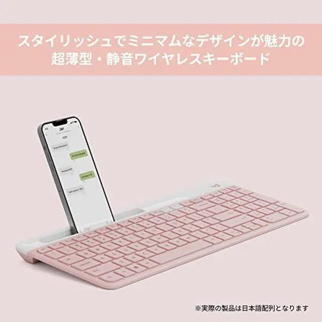 Alt view image 2 of 6 - Logitech Quiet Bluetooth Wireless Keyboard K580RO Rose Ultra Thin Small Unifying Numeric Keypad Wireless Windows Mac iPad iOS Android Chrome Surface K580