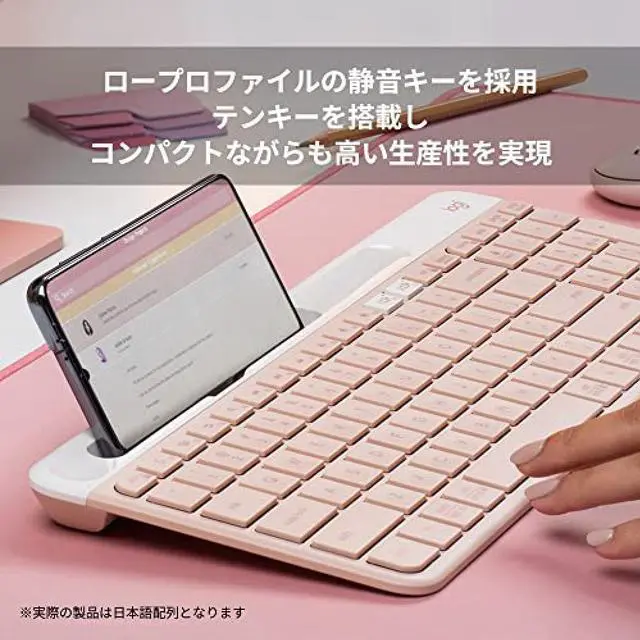 Alt view image 3 of 6 - Logitech Quiet Bluetooth Wireless Keyboard K580RO Rose Ultra Thin Small Unifying Numeric Keypad Wireless Windows Mac iPad iOS Android Chrome Surface K580