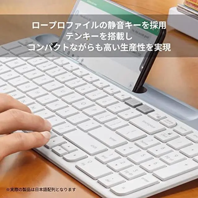 Alt view image 3 of 6 - Logitech Quiet Bluetooth Wireless Keyboard K580OW Off-White Ultra-Thin Compact Unifying Numeric Keypad Wireless Windows Mac iPad iOS Android Chrome Surface K580