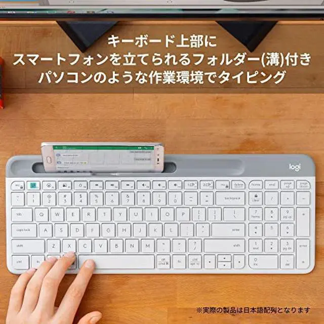 Alt view image 4 of 6 - Logitech Quiet Bluetooth Wireless Keyboard K580OW Off-White Ultra-Thin Compact Unifying Numeric Keypad Wireless Windows Mac iPad iOS Android Chrome Surface K580