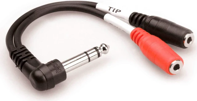 Alt view image 2 of 2 - Hosa 6" 1/4" TRS Male to Dual 3.5mm TRS Female Stereo Splitter Cable #YPM-523