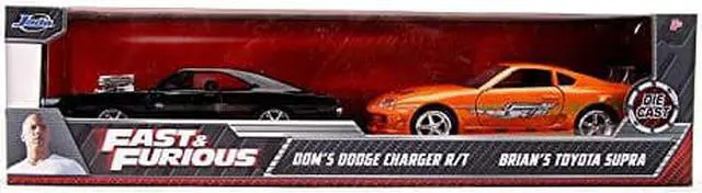 Alt view image 3 of 3 - jada toys fast & furious dom's dodge charger r/t & brian's toyota supra 1:32 die-cast vehicle (26063)