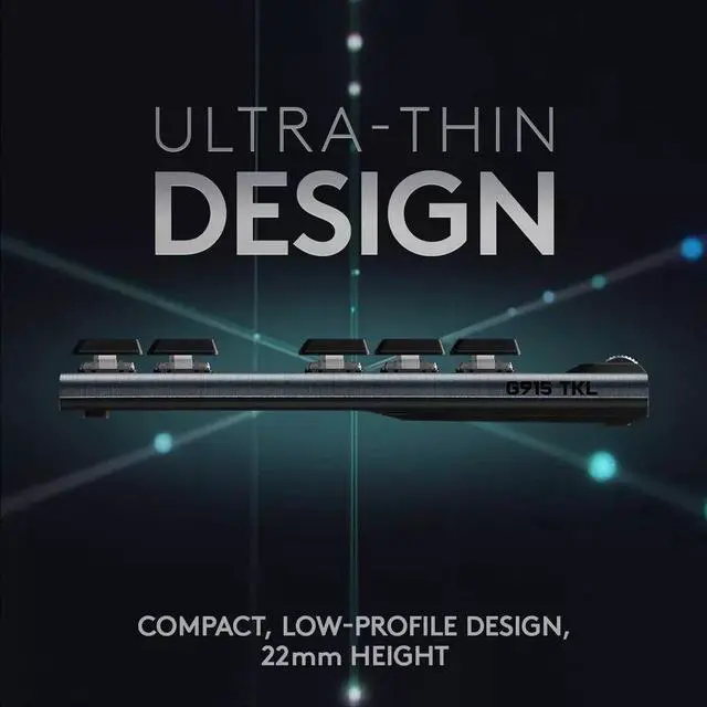 Alt view image 4 of 5 - Logitech G915 TKL Tenkeyless Lightspeed Wireless RGB Mechanical Gaming Keyboard, Low Profile Switch Options, LIGHTSYNC RGB, Advanced Wireless and Bluetooth Support