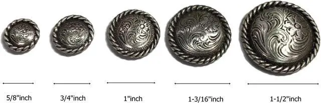 Alt view image 6 of 7 - Toxic Jungle 2 Pieces 1-1/2 Inch (38mm) Western Classic Concho, Leathercraft Embellishment, Leather Decor, Screw Back for Mounting on Your Belt, Saddle Blanket, Hats, Wallet, Antiqued Silver