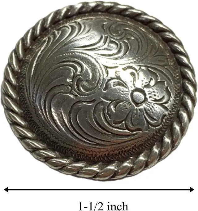 Alt view image 2 of 7 - Toxic Jungle 2 Pieces 1-1/2 Inch (38mm) Western Classic Concho, Leathercraft Embellishment, Leather Decor, Screw Back for Mounting on Your Belt, Saddle Blanket, Hats, Wallet, Antiqued Silver