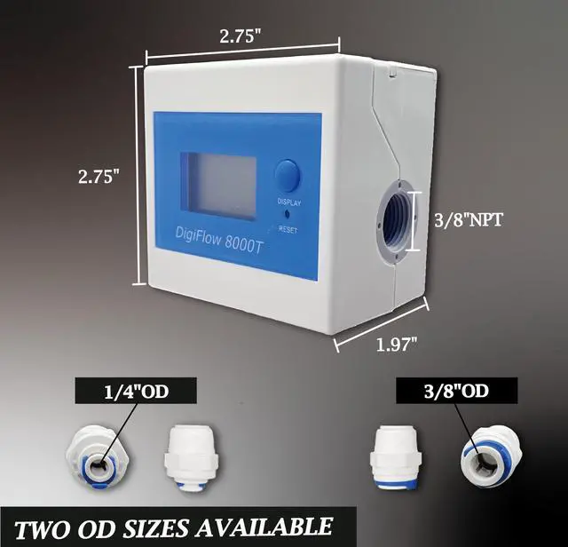 Alt view image 4 of 6 - IDENTER Filter Monitor Flowmeter Digital LCD Display Water Liquid Control Flow Sensor 3/8" NPT Liter/Gallon Counting Down