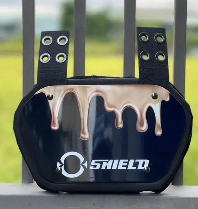 Alt view image 4 of 4 - O Shield DRIPPING GOLD Football Back Plate, Lower Back Pads for Football Players, Rear Protector, Youth Fit