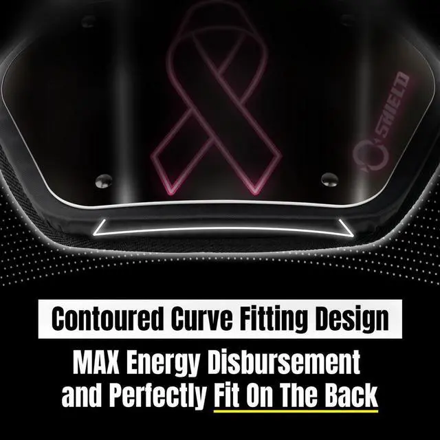 Alt view image 4 of 6 - O Shield Pink Ribbon Football Back Plate, Lower Back Pads for Football Players, Rear Protector, Universal Fit, BCRF (Breast Cancer Research Foundation) Supporter - Youth