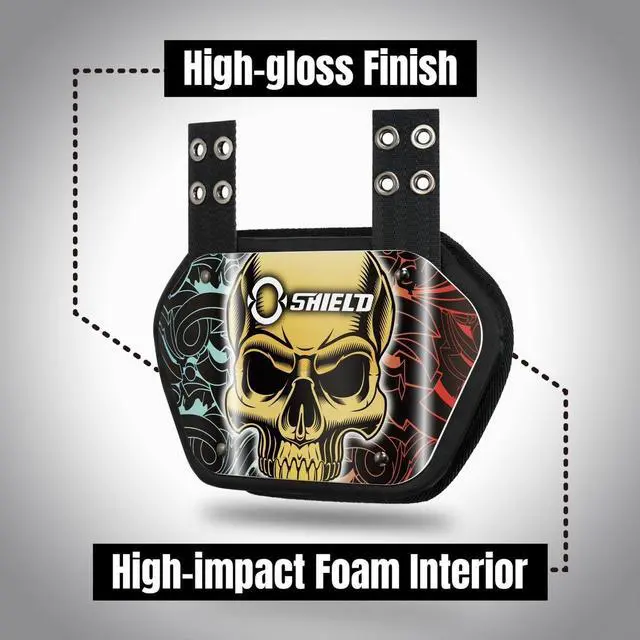 Alt view image 3 of 6 - O Shield POWER SKULL Football Back Plate, Lower Back Pads for Football Players, Rear Protector, Youth Fit