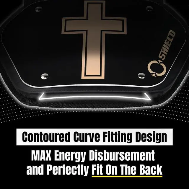 Alt view image 4 of 6 - O Shield Golden CROSS Chrome Football Back Plate, Lower Back Pads for Football Players, Rear Protector, Youth Fit
