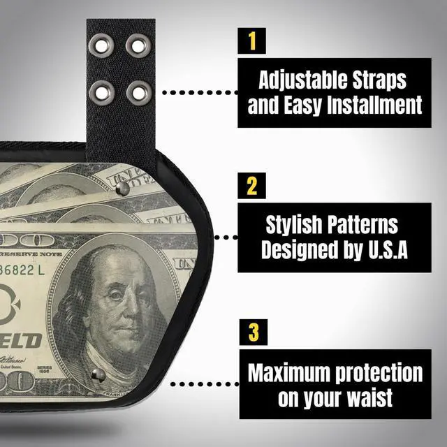 Alt view image 2 of 6 - O Shield MONEY Football Back Plate, Lower Back Pads for Football Players, Rear Protector, Youth Fit
