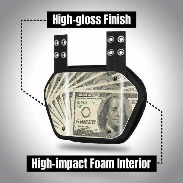 Alt view image 3 of 6 - O Shield MONEY Football Back Plate, Lower Back Pads for Football Players, Rear Protector, Youth Fit