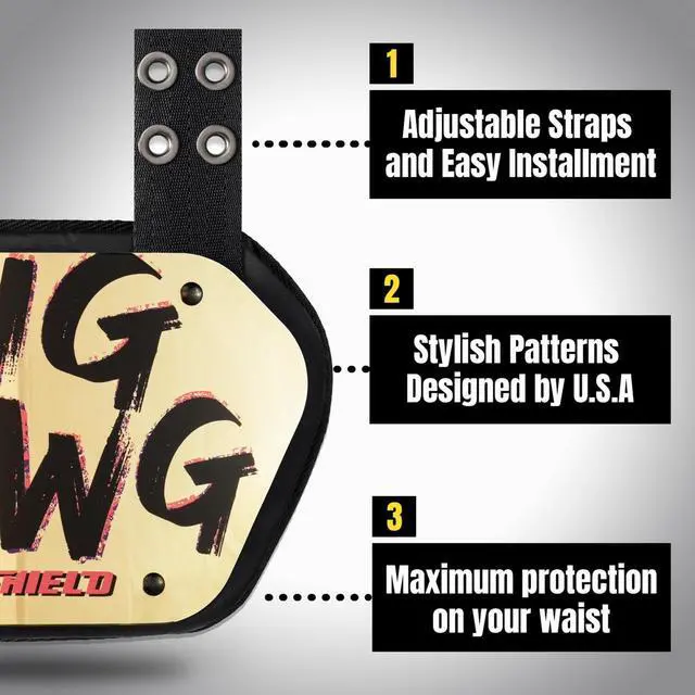 Alt view image 2 of 6 - O Shield BIG DAWG Golden Chrome Football back plate, Lower back pads for football -Youth Fit