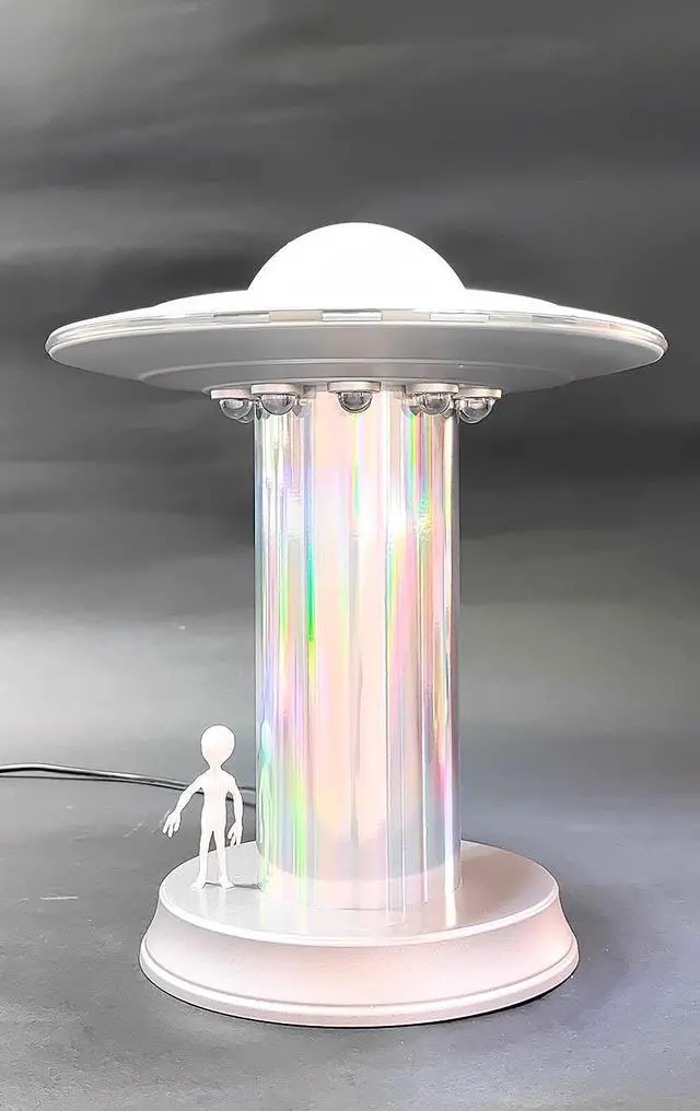 Alt view image 2 of 7 - UFO Model Human Abduction Touch Table Lamp LED Alien Encounter Decoration Area 51 Spacecraft Space Lover Holographic Décor Color Changing Futuristic Night Light Living Room Bedroom Shop (Galaxy III)