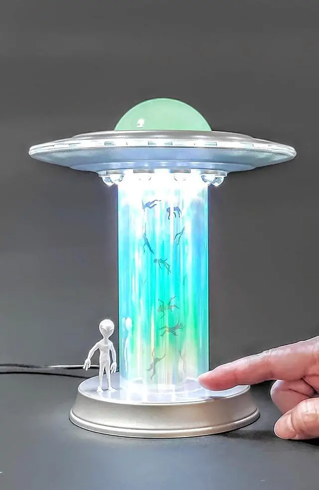 Alt view image 3 of 7 - UFO Model Human Abduction Touch Table Lamp LED Alien Encounter Decoration Area 51 Spacecraft Space Lover Holographic Décor Color Changing Futuristic Night Light Living Room Bedroom Shop (Galaxy III)