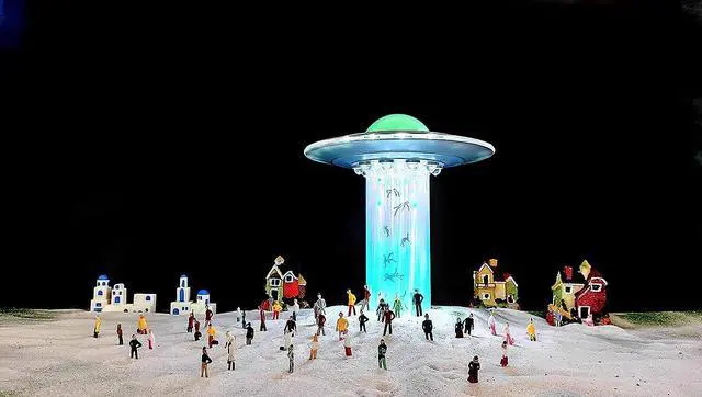 Alt view image 7 of 7 - UFO Model Human Abduction Touch Table Lamp LED Alien Encounter Decoration Area 51 Spacecraft Space Lover Holographic Décor Color Changing Futuristic Night Light Living Room Bedroom Shop (Galaxy III)