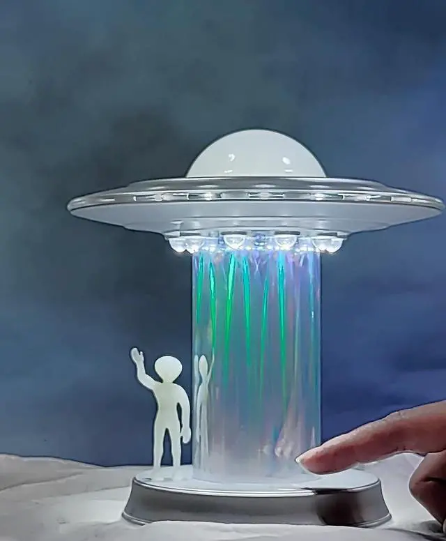 Alt view image 4 of 5 - WAN TAI Alien UFO Table Touch Lamp LED Alien Abduction Cool Unique Holographic Décor Color Changing Futuristic Gift Space Lover Figure Statue Bedroom Living Room Display Exhibit (Galaxy I)