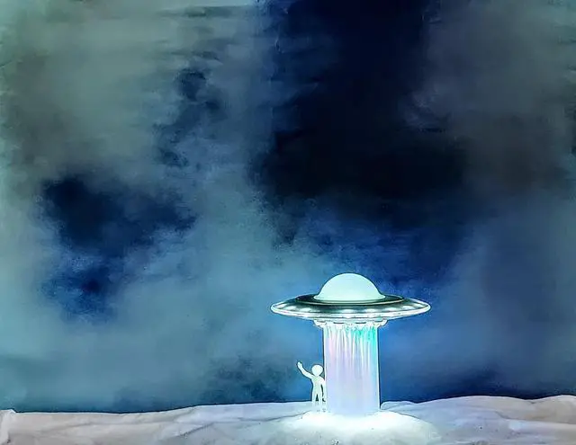 Alt view image 5 of 5 - WAN TAI Alien UFO Table Touch Lamp LED Alien Abduction Cool Unique Holographic Décor Color Changing Futuristic Gift Space Lover Figure Statue Bedroom Living Room Display Exhibit (Galaxy I)