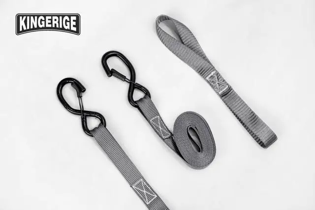 Alt view image 5 of 7 - KINGERIGE Heavy Duty Motorcycle Ratchet Straps - 4 Pack with Soft Loops and High Break Strength for Secure Transport of Motorbikes, ATVs, and More - Ideal for Trucks, Trailers, and Roof Racks