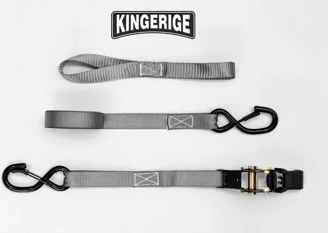 Alt view image 7 of 7 - KINGERIGE Heavy Duty Motorcycle Ratchet Straps - 4 Pack with Soft Loops and High Break Strength for Secure Transport of Motorbikes, ATVs, and More - Ideal for Trucks, Trailers, and Roof Racks