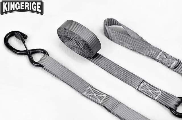 Alt view image 6 of 7 - KINGERIGE Heavy Duty Motorcycle Ratchet Straps - 4 Pack with Soft Loops and High Break Strength for Secure Transport of Motorbikes, ATVs, and More - Ideal for Trucks, Trailers, and Roof Racks