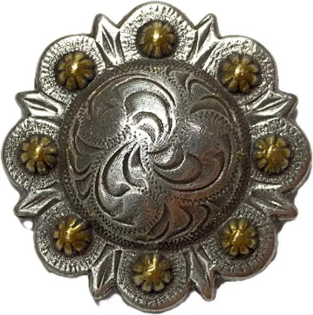 Main image of Toxic Jungle Silver Berry Concho, Leathercraft Embellishment, Leather Decor, Screw Back for mounting on Your Belt/Saddle Blanket/Hats/Wallet, Antiqued Silver/Gold, 1-1/2" inch(38mm), Set of 2