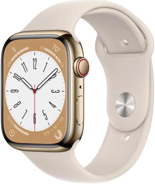 Apple Watch Series 8 45mm (GPS + Cellular) 32GB - Gold Stainless Steel +  Starlight Sport Band