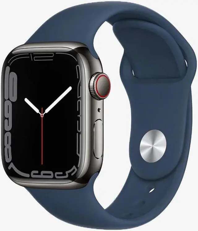 Main image of Apple Watch Series 7 45mm GPS + Cellular 32GB - Graphite Stainless Steel + Abyss Blue Sport Band