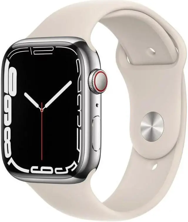 Main image of Apple Watch Series 7 41mm GPS + Cellular 32GB - Silver Stainless Steel + Starlight Sport Band