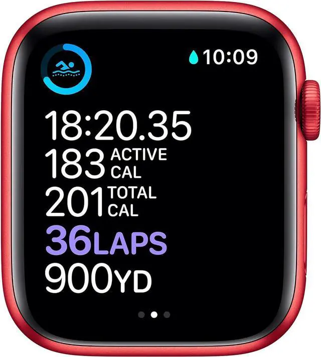 Alt view image 4 of 6 - Apple Watch Series 6 (GPS Only) 44mm 32GB - Aluminum Red + Red Sport Band
