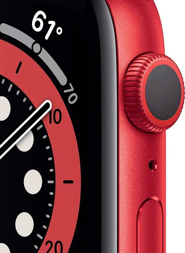 Alt view image 2 of 6 - Apple Watch Series 6 (GPS Only) 44mm 32GB - Aluminum Red + Red Sport Band