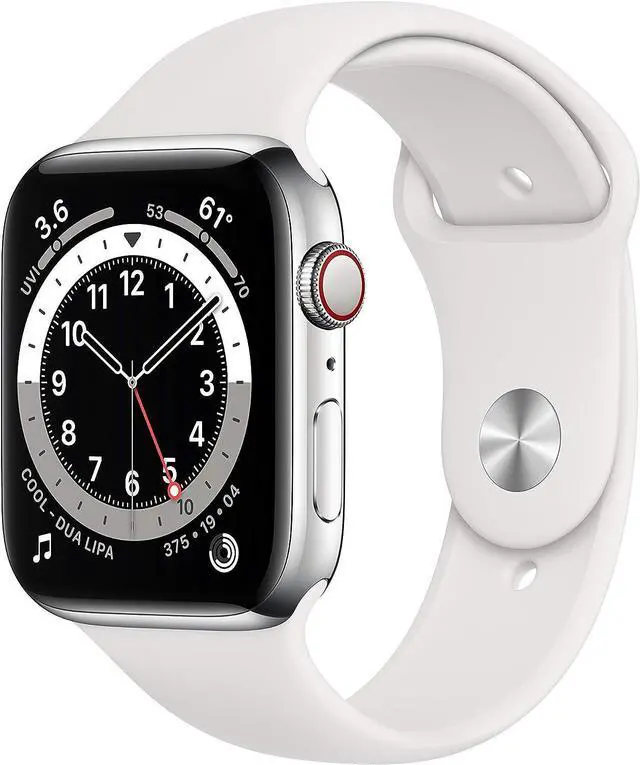 Main image of Apple Watch Series 6 (GPS + Cellular) 40mm 32GB - Stainless Steel Silver + White Sport Band