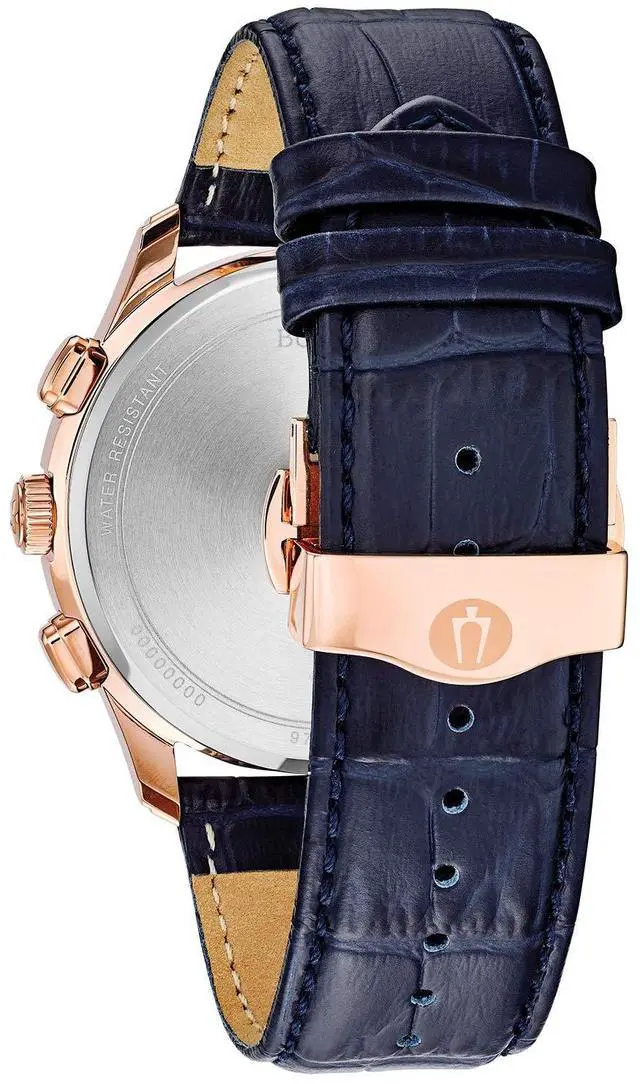 Alt view image 18 of 18 - Bulova Wilton Chronograph Mens Blue Dial Quartz Watch 97B170