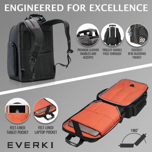 Alt view image 20 of 20 - Everki Onyx Premium Travel Friendly Laptop Backpack 15.6 inch Black Bags and Sleeves