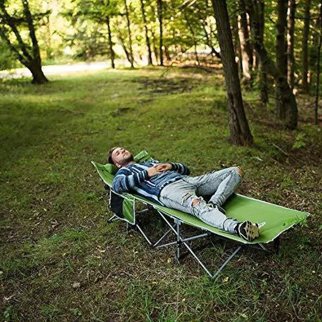 Alt view image 13 of 14 - Alpcour Folding Camping Cot Deluxe Collapsible Single Person Bed in a Bag w/Pillow for Indoor & Outdoor Use Ultra Lightweight, Comfortable, Heavy Duty Design Holds Adults & Kids Up to 300 Lbs