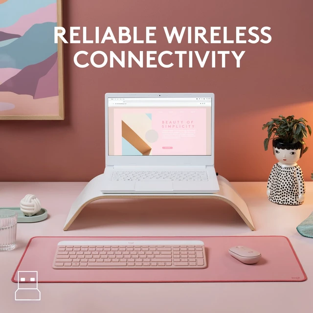 Alt view image 4 of 7 - MK470 Slim Wireless Combo Compact Keyboard and Mouse - Rose | Compact low-profile quiet keyboard, slim ambidextrous quiet mouse, ultra-thin, for small desk spaces, for Windows/ChromeOS
