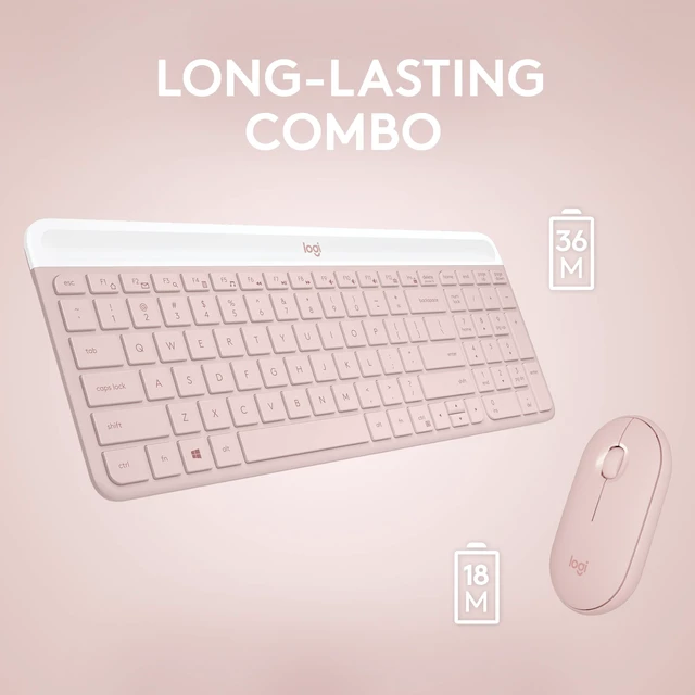Alt view image 5 of 7 - MK470 Slim Wireless Combo Compact Keyboard and Mouse - Rose | Compact low-profile quiet keyboard, slim ambidextrous quiet mouse, ultra-thin, for small desk spaces, for Windows/ChromeOS