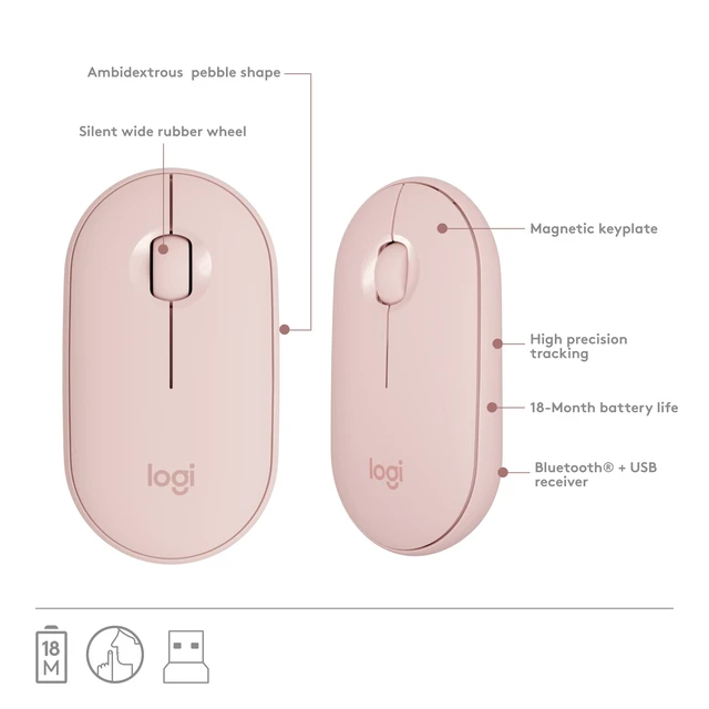 Alt view image 7 of 7 - MK470 Slim Wireless Combo Compact Keyboard and Mouse - Rose | Compact low-profile quiet keyboard, slim ambidextrous quiet mouse, ultra-thin, for small desk spaces, for Windows/ChromeOS