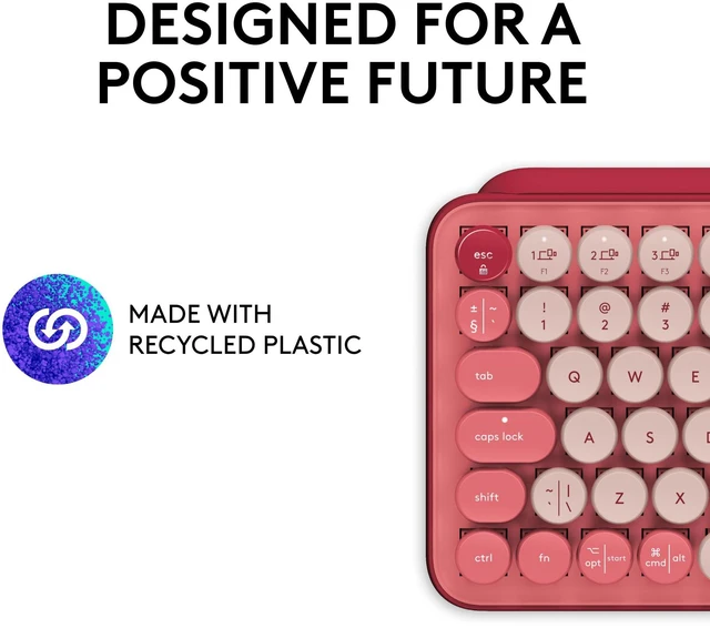 Alt view image 5 of 7 - Logitech POP Keys Wireless Mechanical Keyboard with Emoji Keys - Rose | Customizable emoji keys, durable compact design, Bluetooth or USB connectivity, multi-device, multi-OS compatible
