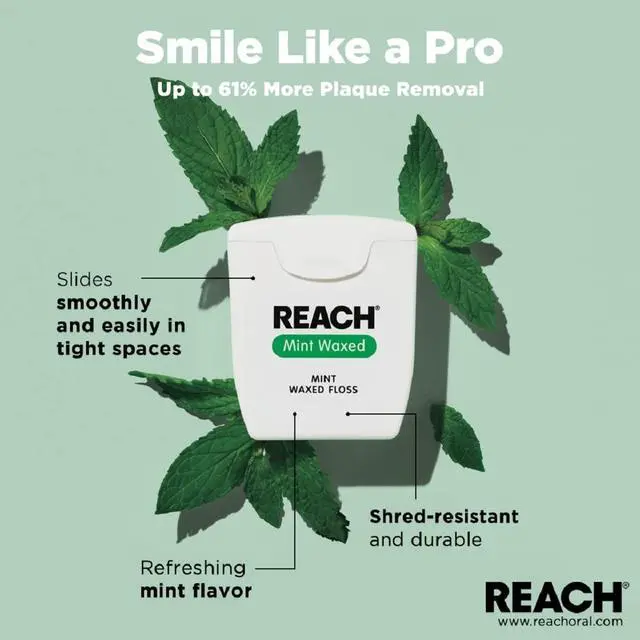 Alt view image 3 of 3 - Reach Mint Waxed Dental Floss 100 Yards (Pack of 10)