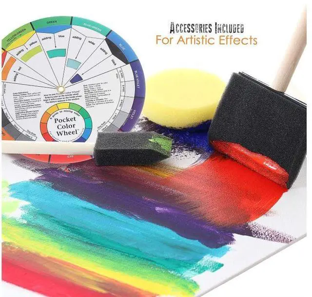 Alt view image 7 of 7 - Glokers Canvas Panels Painting Kit | Art Supplies Set Includes Paint Palette, Sponge Brushes, Canvases, Paintbrushes & Mixing Wheel | Warp-Free Painting Canvas Great for Acrylic, Oil & Watercolor