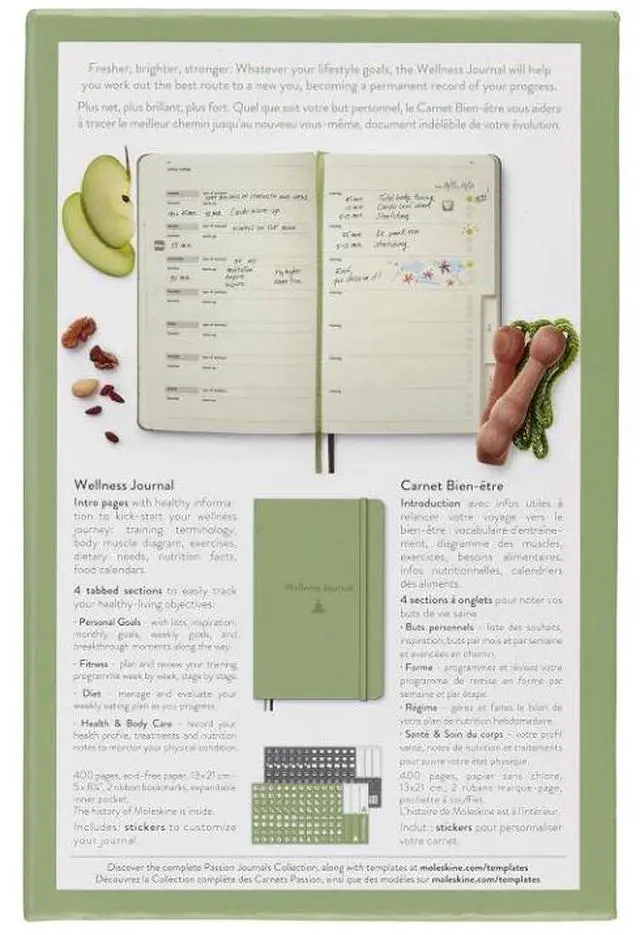 Alt view image 2 of 7 - Moleskine Passion Journal, Wellness, Hard Cover, Large (5" x 8.25") Willow Green, 400 Pages